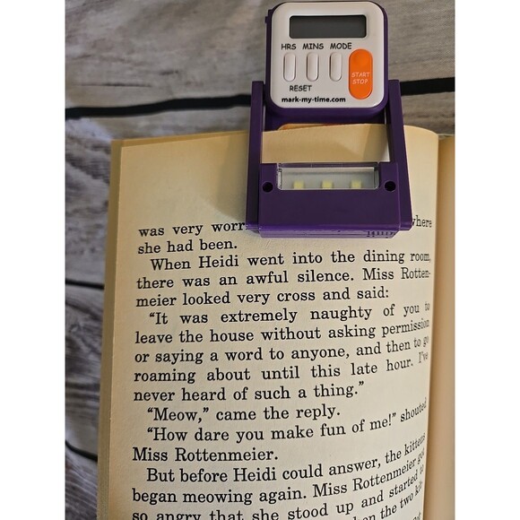 Mark.My.Time LED Booklight & Digital Reading Timer Bookmark Purple W Emojis Pat - Picture 9 of 9